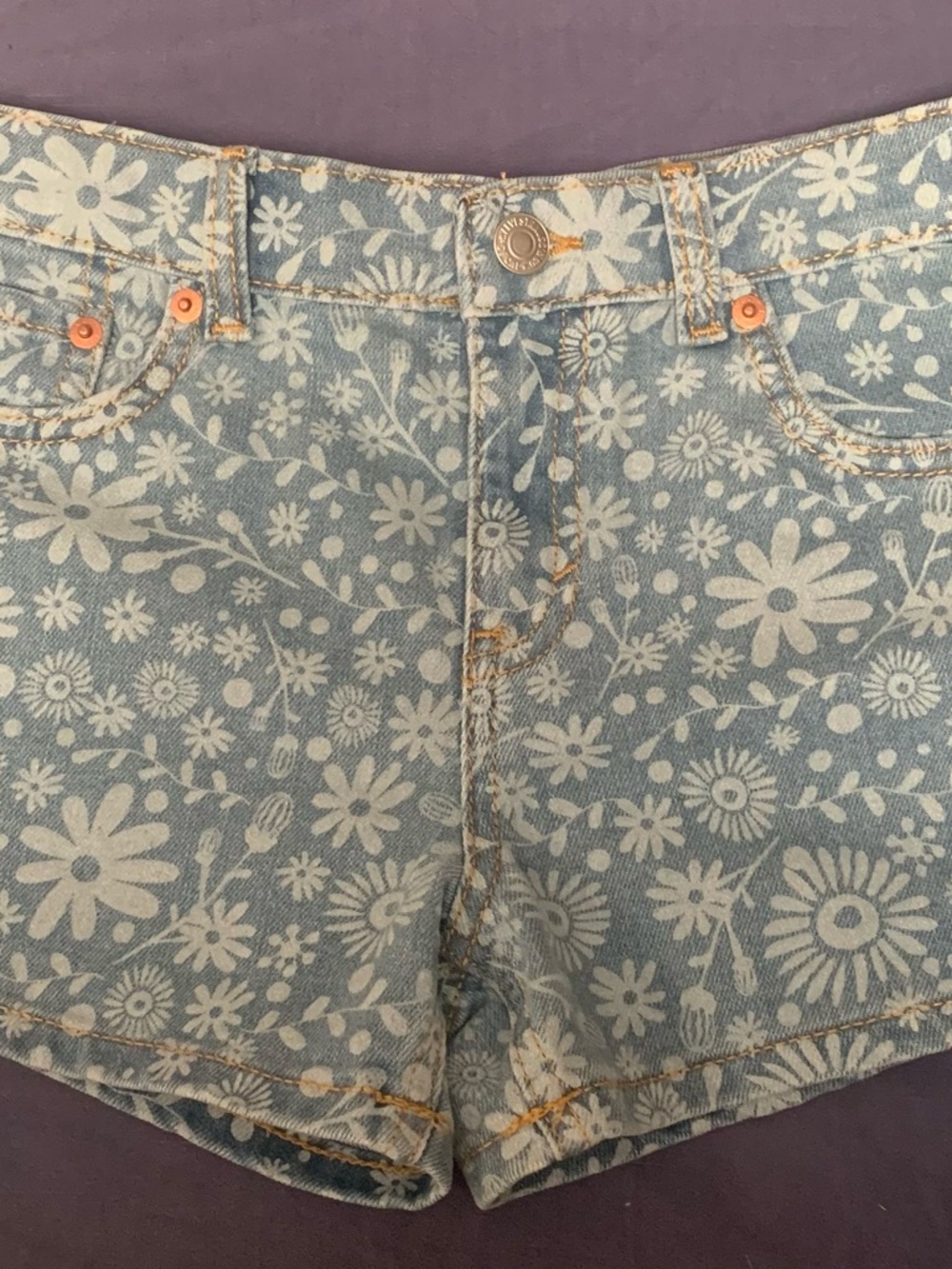 Levi's Light Blue Denim Shorts with White Floral Print